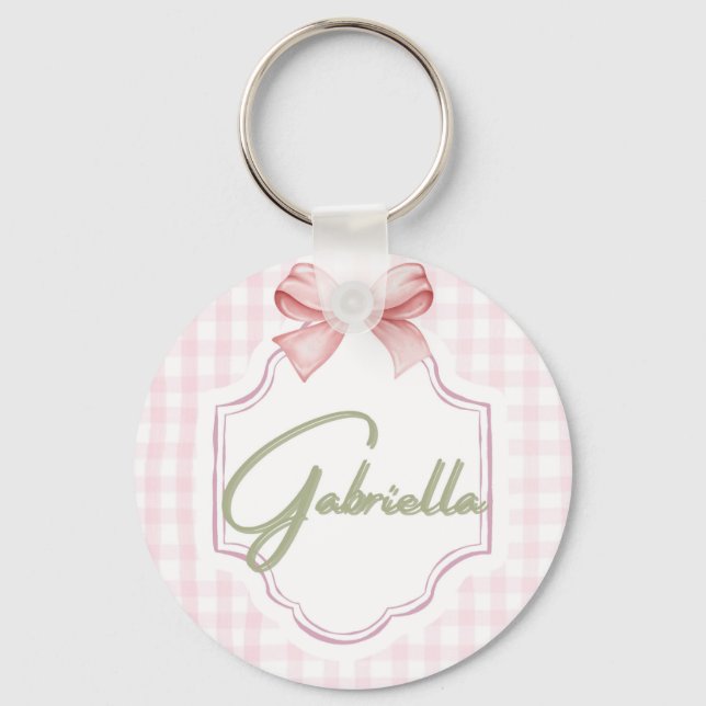Personalized Gabriella Baby Girl Nursery Bow  Key Ring (Front)