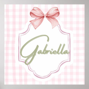 Personalized Gabriella Baby Girl Nursery Bow Poster