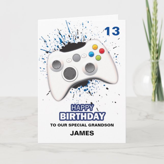 Personalized Game Controller Birthday Card (Front)