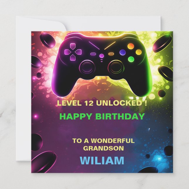 PersonaliZed Gamer Birthday Card  (Front)