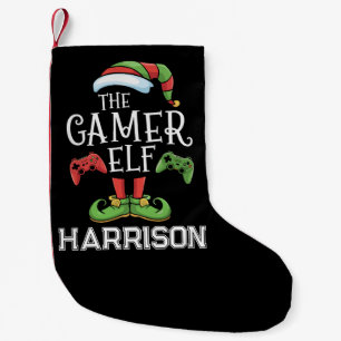 Personalized Gamer Elf Christmas Video Gaming Small Christmas Stocking