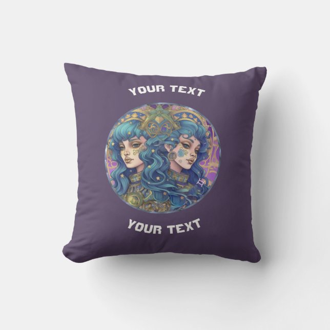 PERSONALIZED GEMINI ZODIAC SIGN  CUSHION (Front)