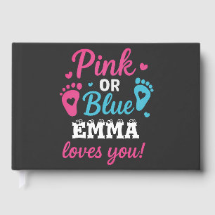 Personalized Gender Reveal Pink or Blue Baby Showe Guest Book