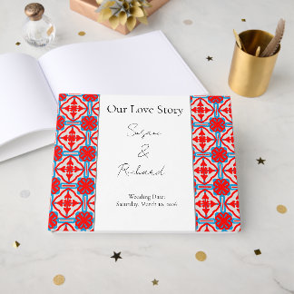 Personalized Geometric Red Wedding Guestbook