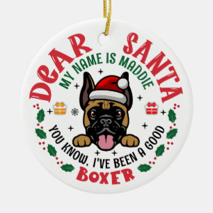 Personalized German Boxer Dog Christmas Tree Round Ceramic Tree Decoration