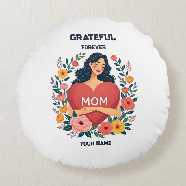 Personalized Gift for Mom | Custom Name Design Round Cushion (Front)