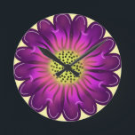 Personalized gift Round Pillow Clock<br><div class="desc">Purple flower. Customized gift.personalize.</div>