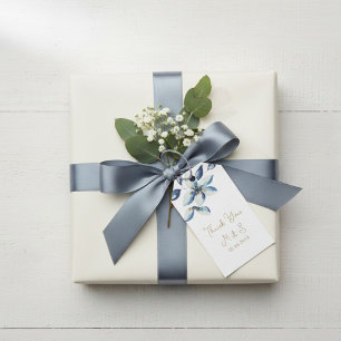 Personalized Gift Tag with Blue Flowers