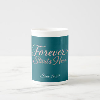 Personalized gift with the date the relationship bone china mug