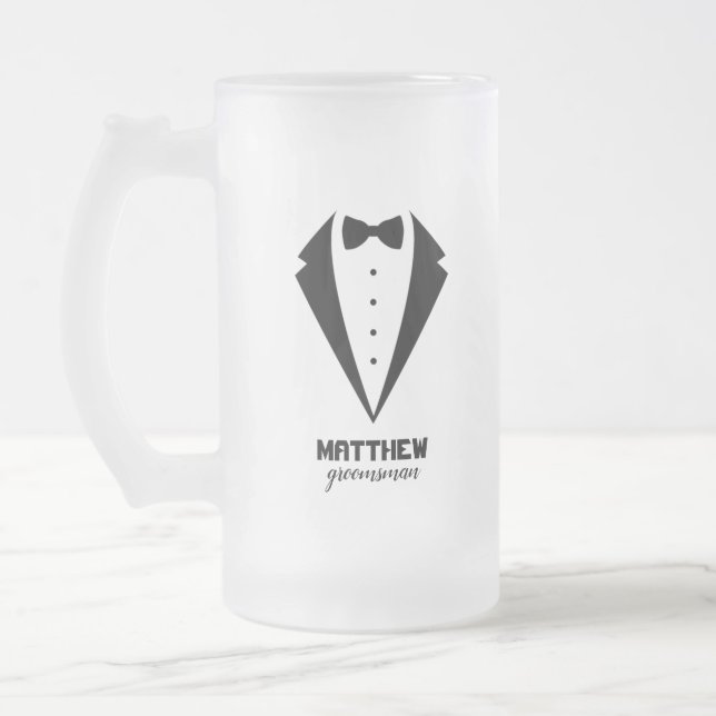 Personalized Gifts for Groomsmen Frosted Glass Beer Mug (Left)