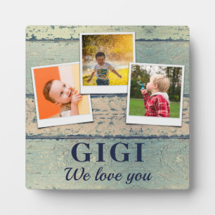 Personalized Gigi Kids Children 3 Photo Collage Plaque