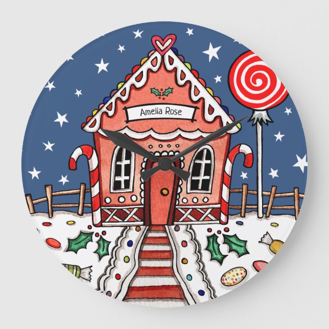 Personalized Gingerbread House Acrylic Clock (Front)