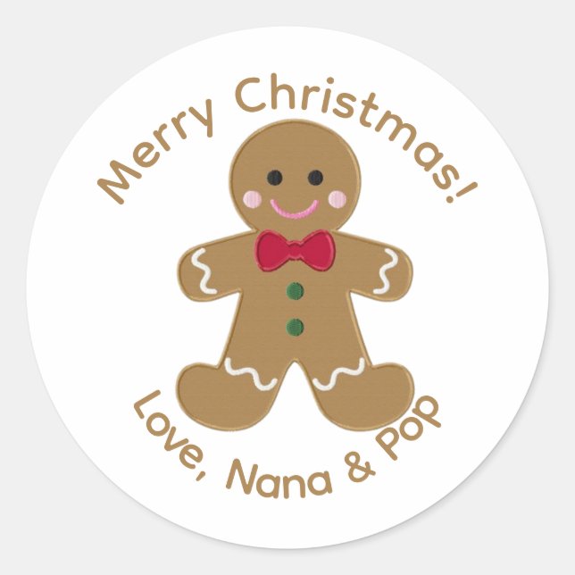 Personalized Gingerbread Man Christmas Labels  (Front)
