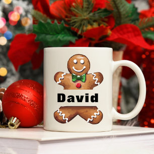Personalized Gingerbread Man Custom Name Christmas Coffee Mug