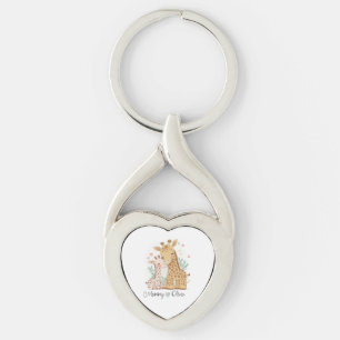 Personalized Giraffe Love Metal Keychain