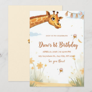 Personalized Giraffe Safari Birthday Invitation