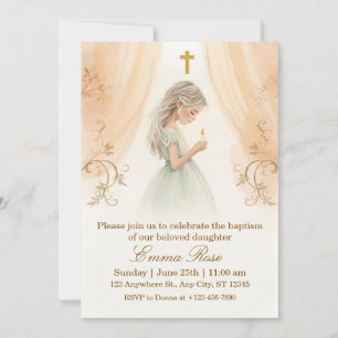 Personalized Girl Christening Invitation