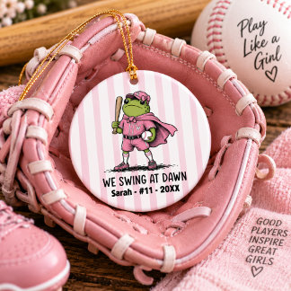Personalized Girls Baseball Player Gift Name Ceramic Tree Decoration
