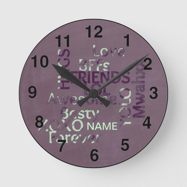 Personalized Girls BFF Best friends forever Round Clock (Front)