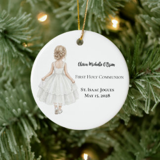 Personalized Girls First Holy Communion  Ceramic Tree Decoration