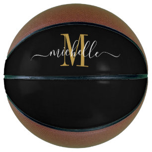 Personalized Girl's Gold Monogrammed Script  Basketball