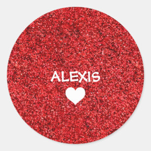 PERSONALIZED GIRLY GLITTER WITH NAME CLASSIC ROUND STICKER
