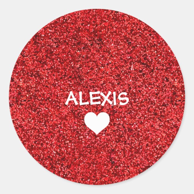 PERSONALIZED GIRLY GLITTER WITH NAME CLASSIC ROUND STICKER (Front)