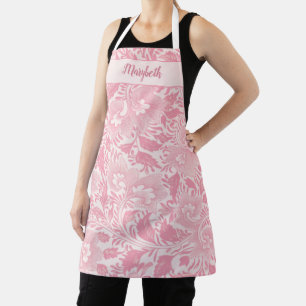 Personalized Girly Pink Flowers & Swirls Apron