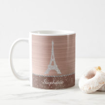 Personalized Girly Rose Gold Diamond Sparkle Paris