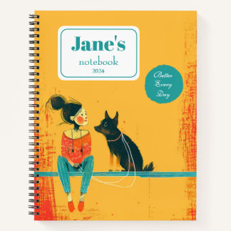 Personalized girly teens, cartoon notebook
