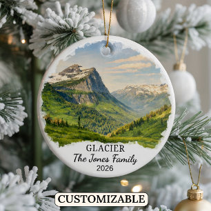 Personalized Glacier National Park, Custom Montana Ceramic Tree Decoration