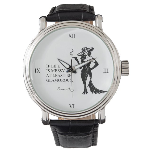 Personalized Glam Style Quote Design Watch (Front)
