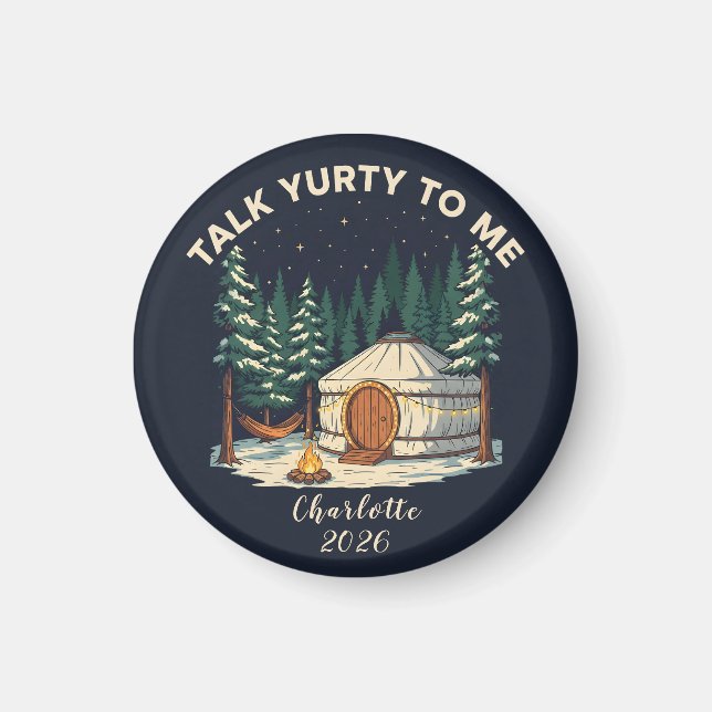 Personalized Glamping Yurt Adventure Retro Camping Magnet (Front)