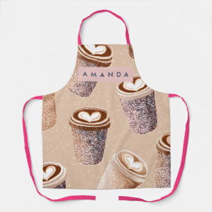 Personalized Glitter Coffee Cup Latte Art Apron