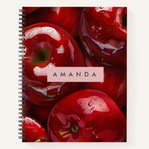 Personalized Glossy Red Apple Design Notebook