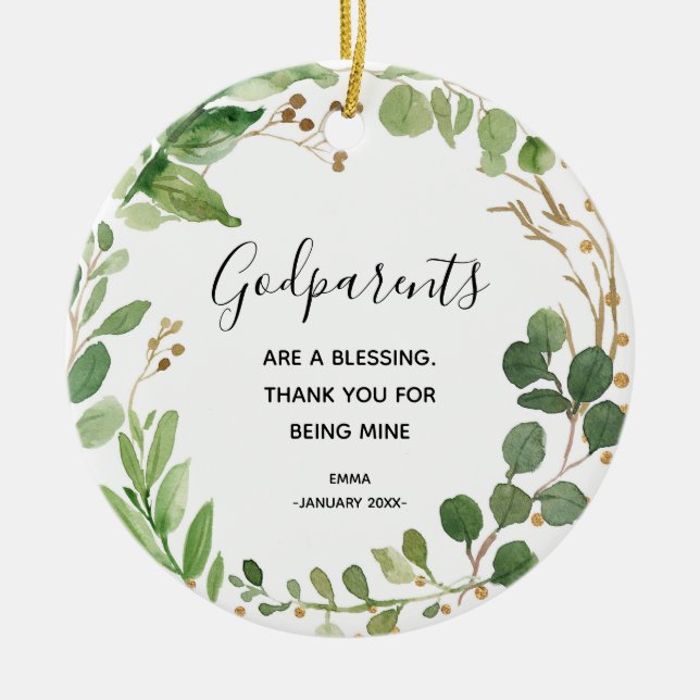 Personalized Godparents Christmas Ornament (Front)