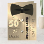 Personalized Gold 50th Birthday Card For Him<br><div class="desc">Custom personalized gold themed 50th birthday greeting card idea for him. Great idea for Dad,  husband or boyfriend.</div>