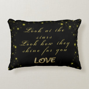 Personalized Gold and sparkles stars on black  Decorative Cushion