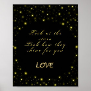 Personalized Gold and sparkles stars on black Poster