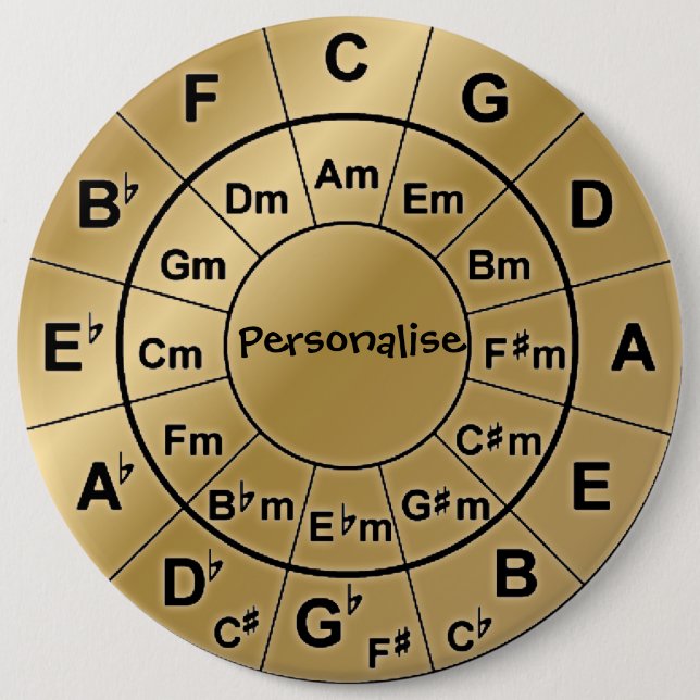 Personalized Gold Badge Music Lovers Chord Wheel (Front)