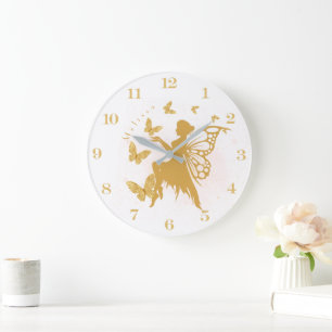Personalized Gold Butterfly Fairy Large Clock