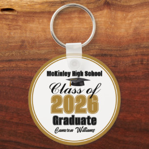 Personalized Gold Class of 2026 Graduation Party Key Ring
