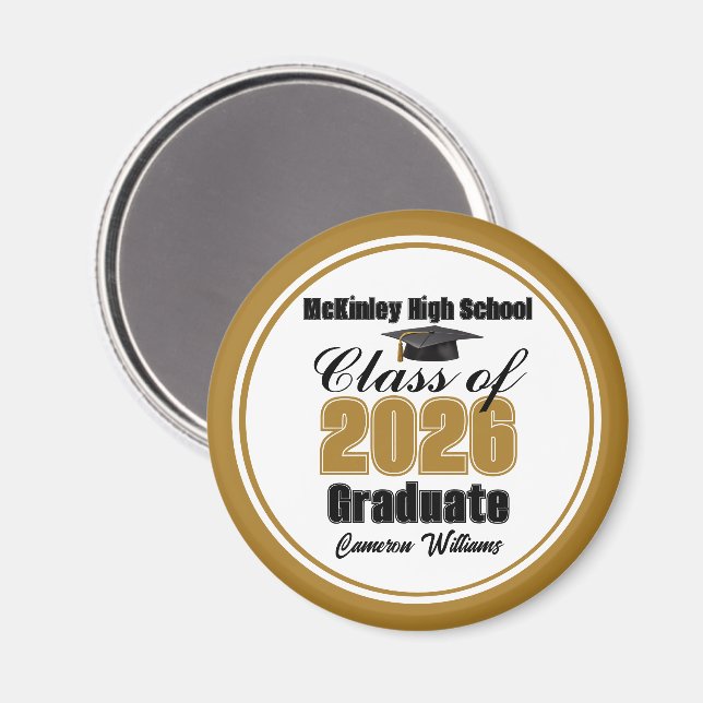Personalized Gold Class of 2026 Graduation Party Magnet (Front/Back)