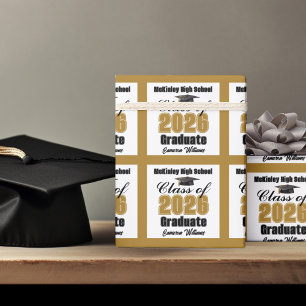 Personalized Gold Class of 2026 Graduation Wrapping Paper