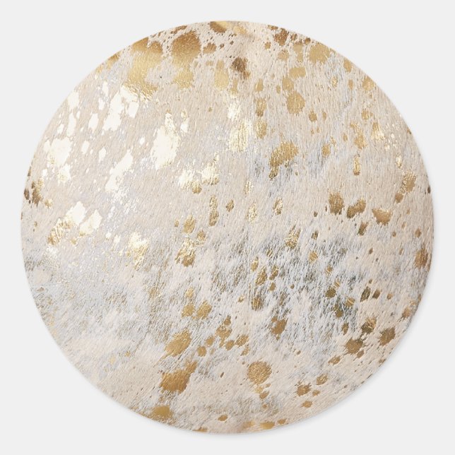 Personalized Gold Cowhide Print Sticker (Front)