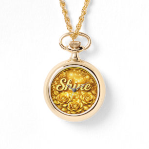 Personalized Gold Floral Necklace Watch