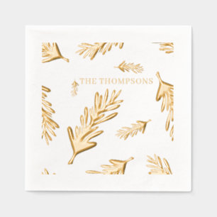 Personalized Gold Foiled Ferns Stamped Napkins
