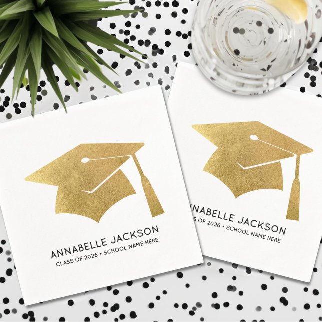 Personalized Gold Graduation Napkin (Personalized Gold Graduation Napkins)