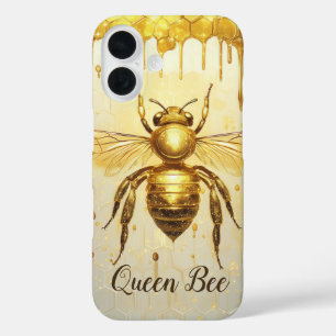Personalized Gold Honey Bee Beehive Honeybee iPhone 16 Case