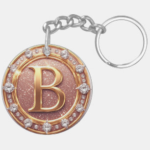 Personalized Gold Initial B Gift For Bride Key Ring